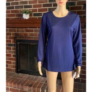 Allure by White Cross Women's Long Sleeve Scoop Neck Stretch T-Shirt Size M Navy